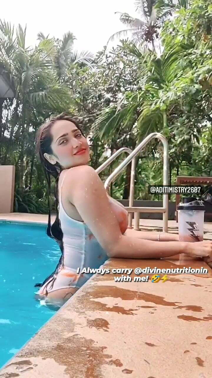 aditi 18 - Curvy Indian fitness model Aditi Mistry shared these hot swimsuit videos as she enjoys some pool time.