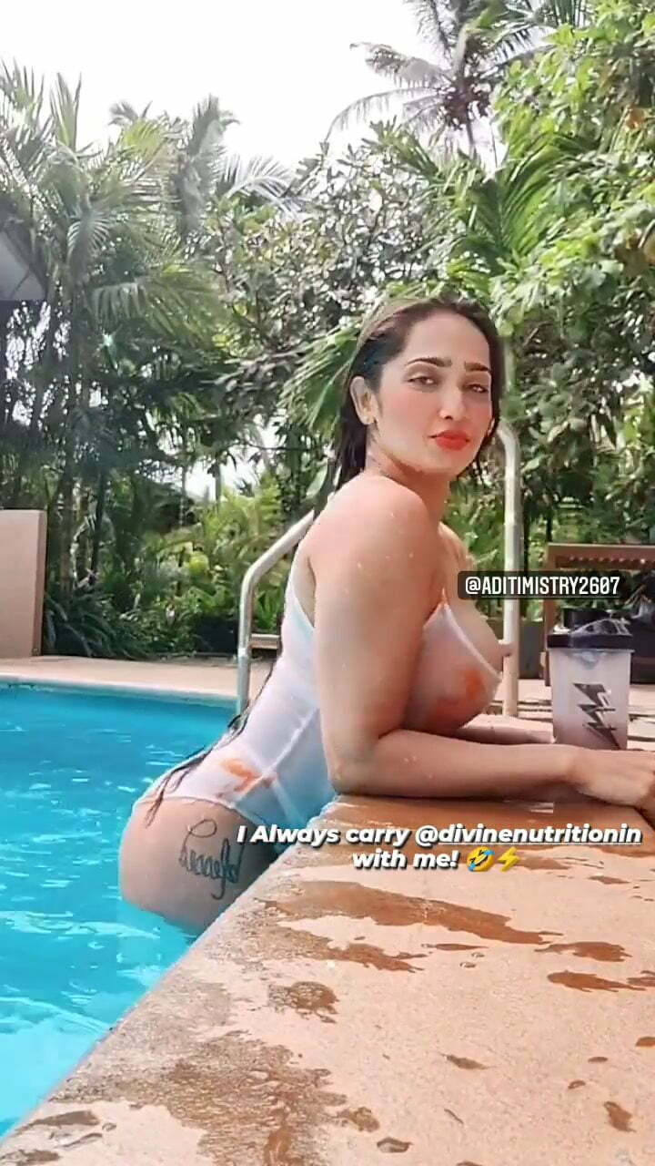 aditi 19 - Curvy Indian fitness model Aditi Mistry shared these hot swimsuit videos as she enjoys some pool time.