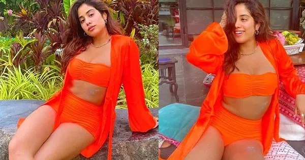 janhvi kapoor orange bikini hot curvy body 1 - Janhvi Kapoor in orange bikini is too hot to handle - see viral photos.