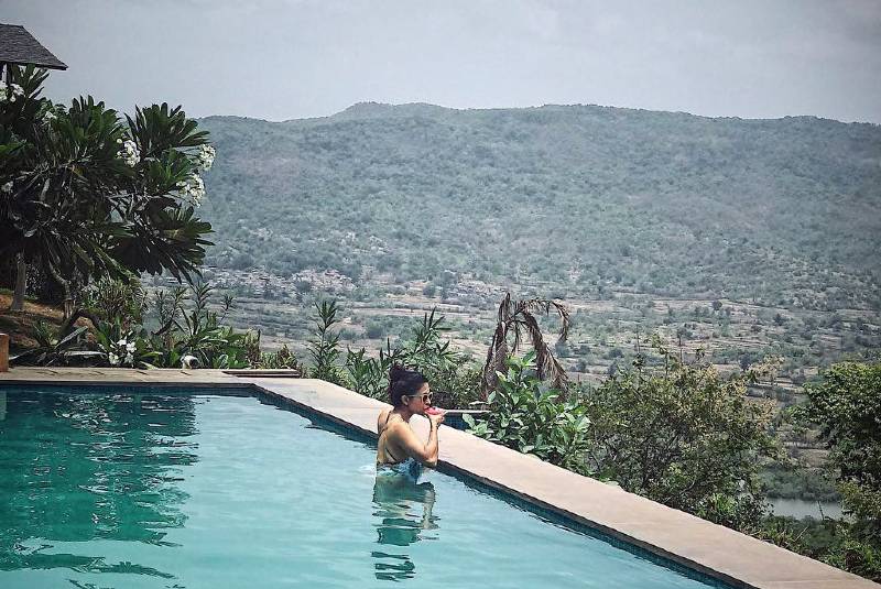 kishwer merchant in bikini relaxing in pool on vacation - Kishwar Merchant Bikini Pictures | TV Actress Kishwer Merchant Bikini Photos Viral On Internet