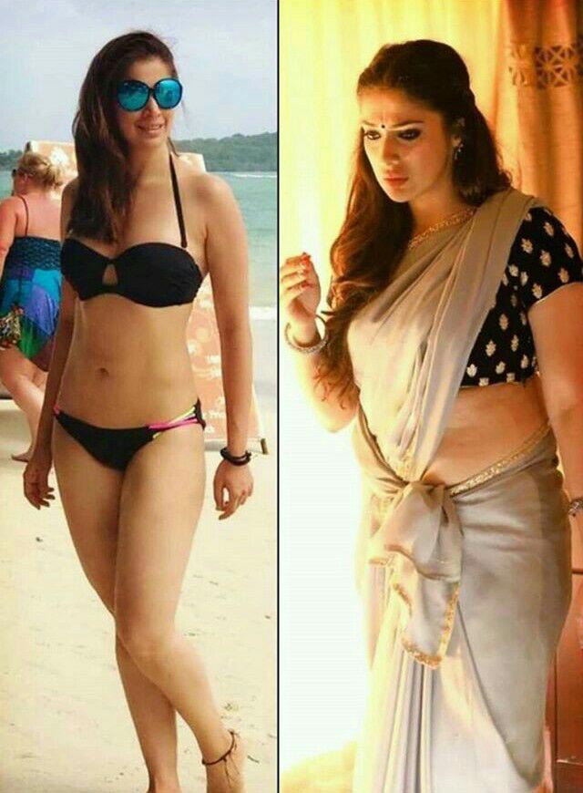 rai laxmi bikini saree indian actress - 10 Indian actresses in saree vs bikini - part 1.