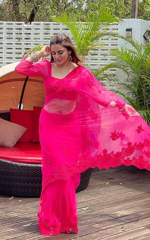 shraddha arya pink saree navel indian actress 1 - Shraddha Arya sizzles in sheer pink saree - see now.