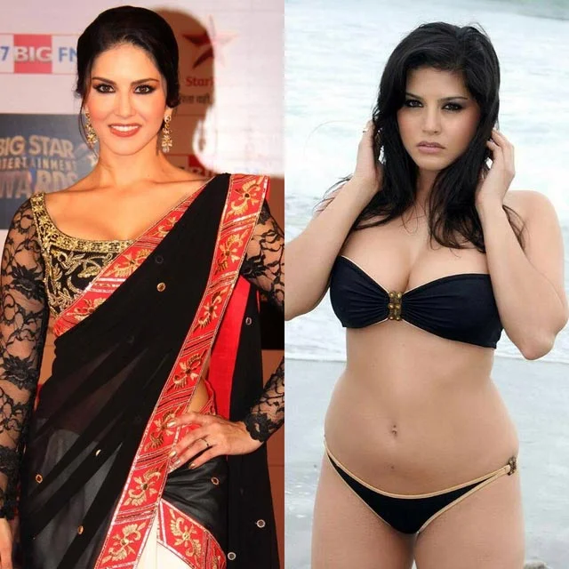sunny leone bikini saree indian actress - 10 Indian actresses in saree vs bikini - part 1.